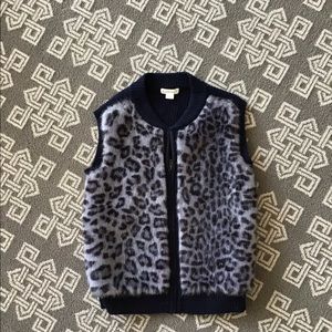 Crewcuts Cheetah print knit sweater vest blue Sz 8